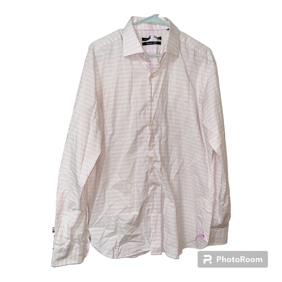 Hammer Made Italian Fabric Striped Long sleeve Dress Shirt - Picture 1 of 5